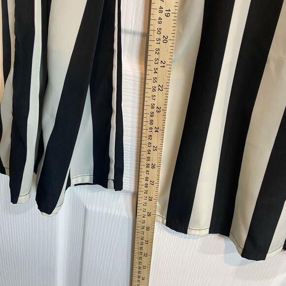 Uno Core Wide Leg Pants Women Size L Beetlejuice Striped Print Sheer Comfy - Picture 7 of 10